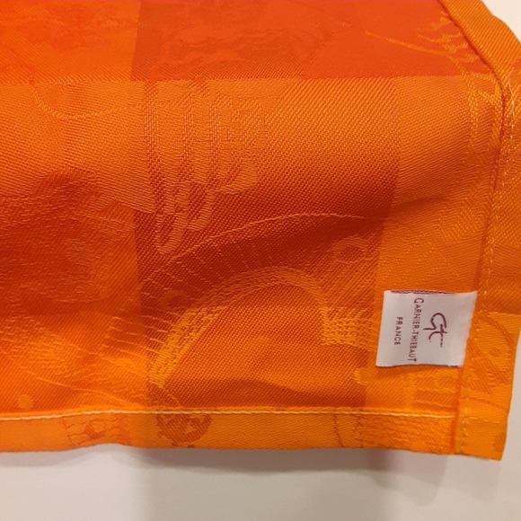 Garnier Thiebaut France Damask Jacquard Napkin replacements Orange x 3 - Picture 2 of 10